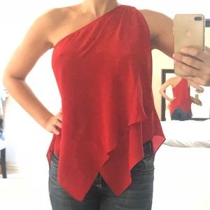 Bebe one shoulder drapey top